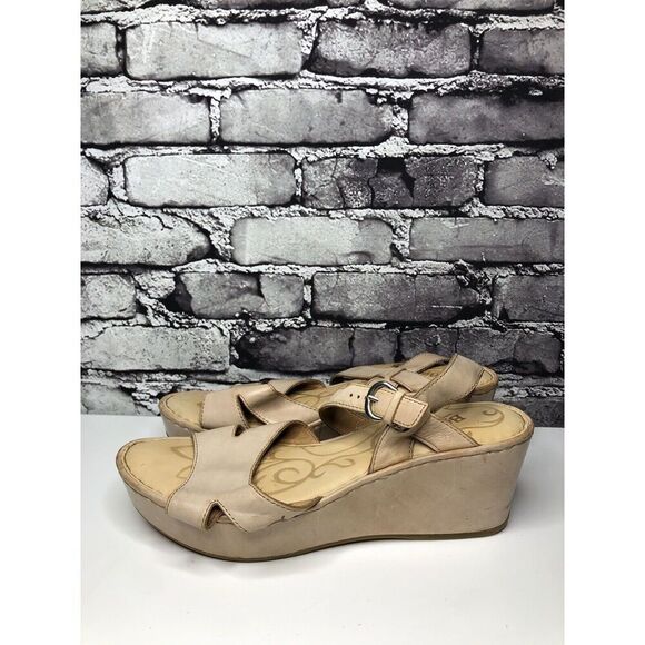 Born Light Pink Leather Platform High Wedge Strap Sandals Women’s Sz 11M US/42EU - Picture 1 of 16